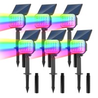 Crepow Solar Spot Lights Outdoor Rgb Color Changing Solar Lights Outdoor Waterproof Ip65 Adjustable Panel Solar Landscape Spot