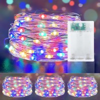 Turnmeon [ Timer 3 Set Christmas Fairy Lights, Total 60 Led, Colorful Battery Powered Copper Wire Fairy Lights, Christmas Decoration Outside Yard Party Home Indoor Outdoor, 6.5 Ft 20 Led Each