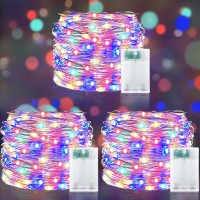 Turnmeon [ Timer 3 Set Christmas Fairy Lights, Total 240 Led, Colorful Battery Powered Copper Wire Fairy Lights, Christmas Decoration Outside Yard Party Home Indoor Outdoor, 26 Ft 80 Led Each