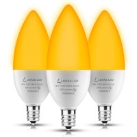 Lohas Yellow Led Bug Light Bulbs, Candelabra Light Bulbs, Dimmable E12 Candle Bulbs 60W Equivalent, 6W Decorative Type B Led Bulbs, Candelabra Lights For Ceiling Fan, Chandelier, Ul Listed, 3 Pack