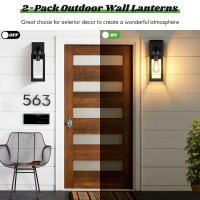 2-Pack Outdoor Wall Light Fixtures, Exterior Waterproof Anti-Rust Wall Lanterns With Glass Shades, Matte Black Porch Sconces Wall Mounted Lighting, E26 Modern Wall Sconces For Patio Front Door Garage