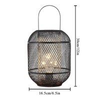 Newimage Battery Powered Lamp 12''H Decorative Table Lamp Metal Cage Lantern With 6-Hours Timer For Home Decor Living Room Bedroom Outdoor Wedding Terrace (Black)