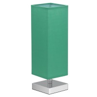 Small Table Lamp For Bedroom - Bedside Lamps For Nightstand, Minimalist Night Stand Lamp With Square Fabric Shade, Desk Reading Lamp For Kids Room Living Room Office (Teal Shade And Sliver Base)