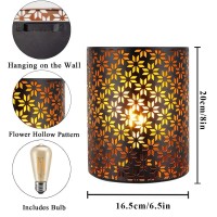 Newimage Battery Powered Lamp 8H Wall Sconce Lighting Metal Rustic Wall Mount Lamp With Led Edison Style Bulb And 6Hours Time