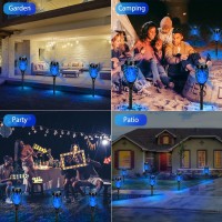 Solar Lights Outdoor Waterproof Tancuzo Upgraded 6 Pack Blue Solar Tiki Torches With Flickering Flame For Garden Decor Mini So