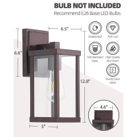 Eidonta Outdoor Wall Lantern, 2 Pack Exterior Brown Wall Sconce Light Fixtures With Clear Glass Shade, Waterproof Wall Mount Lights, E26 Socket Modern Anti-Rust Porch Lighting Eiwl002-Bn2P