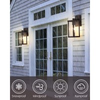 Eidonta Outdoor Wall Lantern, 2 Pack Exterior Brown Wall Sconce Light Fixtures With Clear Glass Shade, Waterproof Wall Mount Lights, E26 Socket Modern Anti-Rust Porch Lighting Eiwl002-Bn2P