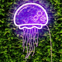 Jellyfish Neon Sign For Bedroom Game Room Wall Decor Purple Led Neon Light Signs 3D Art Aesthetic Jelly Fish Neon Signs For Bir