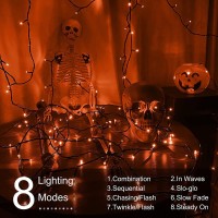 Halloween Orange Lights, 114Ft 300 Led Orange String Lights, Plug In Halloween String Lights With 8 Modes, Waterproof Orange Fairy Lights For Halloween Party, Garden, Bedroom, Halloween Decorations