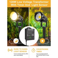 Zuckeo 120W Low Voltage Transformer Outdoor Landscape Lighting Transformers With Timer Lights Sensor 120V To 12V Waterproof P