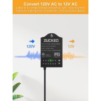 Zuckeo 120W Low Voltage Transformer Outdoor Landscape Lighting Transformers With Timer Lights Sensor 120V To 12V Waterproof P