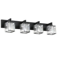 Aipsun Black Light Fixtures Bathroom Vanity Light Crystal Modern Vanity Light For Bathroom 4 Light (Exclude Bulb)