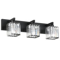 Aipsun Black Vanity Light Bathroom Lighting Fixtures 3 Light Crystal Modern Bathroom Vanity Light (Exclude Bulb)