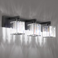 Aipsun Black Vanity Light Bathroom Lighting Fixtures 3 Light Crystal Modern Bathroom Vanity Light (Exclude Bulb)