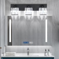 Aipsun Black Vanity Light Bathroom Lighting Fixtures 3 Light Crystal Modern Bathroom Vanity Light (Exclude Bulb)