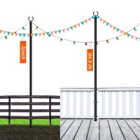 Zsmaiku String Light Poles, 95In Metal Poles For Outdoor String Lights, 2 Pack String Light Poles For Outside,Garden,Patio,Wedding,Backyard,Deck,Party