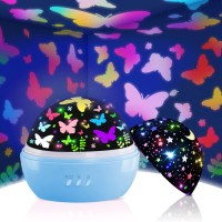 Butterfly Decorations, Kids Toys For 3-7 Year Old Girls Boys, 16 Colors Star Projector Night Light, Butterflies Party Supplies Room Wall Decor, Christmas Easter Birthday Toddler Gifts Age 6-12 (Blue)