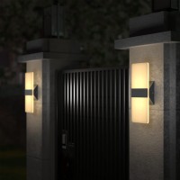 Outdoor Wall Sconces Set Of Two, 12W Wall Lights Outdoor Waterproof Sconces Wall Lighting Indoor Acrylic Wall Lamp, Wall Mount Lighting For Yard Bathroom Living Room Bedroom Stair, Warm White, Black