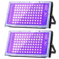 Glostars 2 Pack 100W Led Black Light Lamp, Blacklight Floodlight, Ip66 Waterproof, 395-400Nm Black Light Party Light With Switch For Bar, Party Accessories, Black Light Decoration