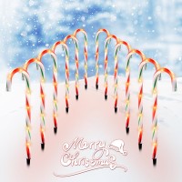 Christmas Candy Cane Pathway Lights - 16 Inches Xmas Outdoor Pathway Markers, 12 Pack Candy Cane Lights For Yard, Walkway, Lawn, Driveway Decorations, (2 Sets Of 6), 72 Lights Bulbs, Multicolor