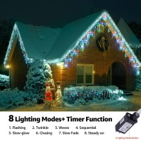 Kiflytooin Led Christmas Lights Outdoor Christmas Decorations Hanging Lights 400Led 8 Modes 75 Drops, Outdoor Indoor Fairy String Lights For Party, Holiday, Wedding Decorations (Red, White, Green)