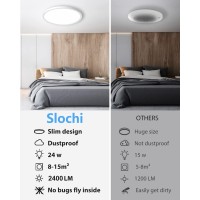 Slochi 4Pack Led Flush Mount Ceiling Light Fixture White 9Inch 24Watt 5000K Daylight Ultra Slim Ceiling Lamp For Living Room