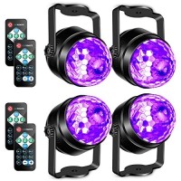 Litake Uv Black Lights For Glow Party, 6W Led Disco Ball Strobe Lights For Dark Party Supplies, Sound Activated With Remote Control, Dj Light For Halloween Xmas Birthday Party Home Decorations, 4 Pack