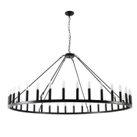 Wagon Wheel Chandelier 36-Light 60-Inch, Farmhouse Industrial Style Chandelier Rustic Candle Pendant Lighting Extra Large For High Ceilings, Living Room Foyer -Wogon Weel