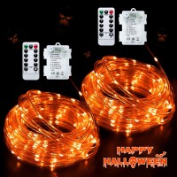 Jmexsuss 2 Pack Orange Rope Lights Battery Operated Halloween Lights Outdoor Waterproof Each 33 Ft 100 Led Halloween String Lig