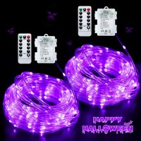 Jmexsuss Purple Rope Lights Battery Operated String Lights Outdoor Waterproof, 2 Pack Each 33 Ft 100 Led Battery Halloween Lights, Purple Battery Operated Lights For Balcony Garden Halloween Decor