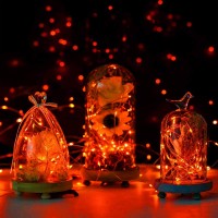 12 Pack Orange Halloween Lights Battery Operated String Lights 7 Feet 20 Led Fairy Lights Waterproof Mini Lights Silver Wire For