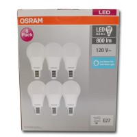 Osram 6-Piece Led Bulbs Illuminates 60 Watts And Consumption Of 8.5 Watts, Operates At 110 Volts, Non-Dimmable, (White Light)