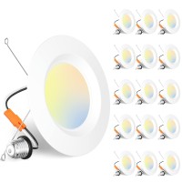 Amico 56 Inch 5Cct Led Recessed Lighting 16 Pack Smooth Trim Dimmable Ic Damp Rated 125W100W 950Lm Can Lights 2700K3