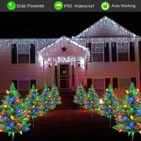 Homeleo 4 Set Solar Christmas Tree W 80Pcs Multicolor C6 Led Christmas Lights For Outdoor Christmas Decorations Solar Powered P