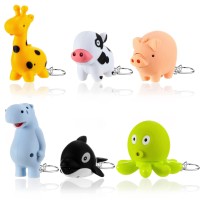 6 Pieces Nurse Flashlight Pediatric Nurse Flashlight Keychain Animal Flashlight Puppy Keychain Tiger Flamingo Sloth Dinosaur Cat