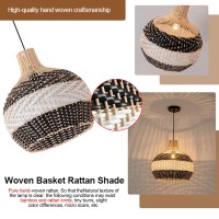 Teru Ji Kaikang 1574 Rattan Pendant Light Handwoven Black White Faux Rattan Basket Chandelier For Living Room Bedroom Kitche