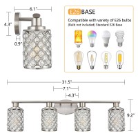 4 Light Bathroom Light Fixtures Modern Farmhouse Vanity Light Brushed Nickel Bathroom Lights Over Mirror Crystal Vanity Lightin