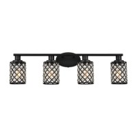 Niloah 4 Light Black Bathroom Light Fixtures Modern Farmhouse Vanity Light Bathroom Lights Over Mirror Crystal Vanity Lighting