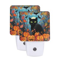 Aieefun Halloween Night Set Of 2 Night Lights Black Cat Pumpkin Auto Sensor Led Dusktodawn Night Lamp Plugin Indoor Home Dec