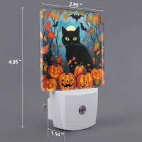 Aieefun Halloween Night Set Of 2 Night Lights Black Cat Pumpkin Auto Sensor Led Dusktodawn Night Lamp Plugin Indoor Home Dec