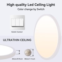 4 Pack 12 Inch 3200Lm Led Flush Mount Ceiling Light,28W White Shell 3 Color Changeable (3000K/4000K/6000K),120V Slim Surface Mount Ceiling Light Fixture For Kitchen Bedroom Living Room