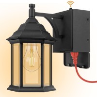 Lointain Outdoor Lights With Outlets Porch Light With Gfci Outlet Black Wall Lights Fixture For Outside Patio Garage Outdoor Lights For Porch Waterproof