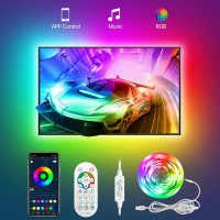 Daymeet Led Tv Backlight, 9.8 Ft Led Lights For 32-60 Inch Tv, Icrgb 5050 Rainbow Color Tv Led Strip Lights Usb Music Sync Bluetooth App Control With Remote For Room Bedroom Christmas Decor