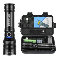 Kepeak Flashlight High Lumens Rechargeable, 10000 Lumens Super Bright Led Flash Light, Tactical Handheld Flashlights, Zoomable, 5 Modes & Mode Memory, Water Resistant For Emergency Camping Hiking