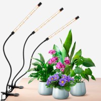 Plant Lights For Indoor Growing Growstar Full Spectrum 3 Heads Clip Grow Lamps With 10 Feet Cables For Seeding Blooming And Fru