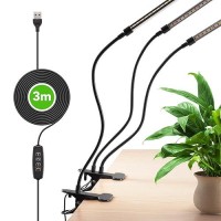 Plant Lights For Indoor Growing Growstar Full Spectrum 3 Heads Clip Grow Lamps With 10 Feet Cables For Seeding Blooming And Fru