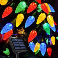 C6 Solar Christmas Lights Outdoor 39Ft 100 Counts Multicolored C6 Led Christmas Lights Outdoor Waterproof Solar Xmas Fairy Ligh