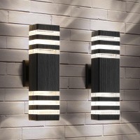 Tewei Up And Down Outdoor Lights Exterior Wall Light Fixture 3Layer Black Modern Outdoor Lights For House Ip65 Waterproof Alu