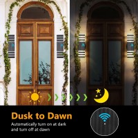 Tewei Dusk To Dawn Outdoor Wall Lights Modern Exterior Light Fixture 3Layer Up And Down Matte Black Outdoor Lights Ip65 3000K