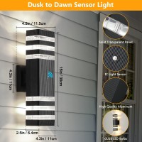 Tewei Dusk To Dawn Outdoor Wall Lights Modern Exterior Light Fixture 3Layer Up And Down Matte Black Outdoor Lights Ip65 3000K